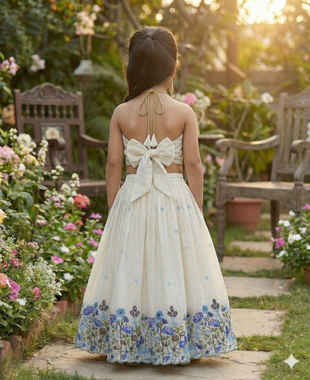 Ivory Floral Embroidered Lehenga Choli Set