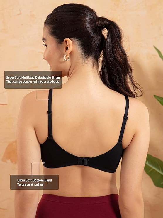 Women's Cotton Lightly Padded Wire Free Full-Coverage T-Shirt Bra