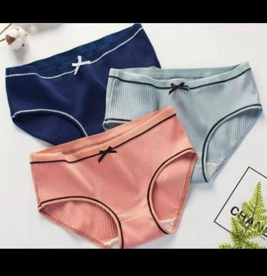 Tippsy Women's Cotton Bow Breathable Thread Cotton Hipster Panties (Pack of 3)