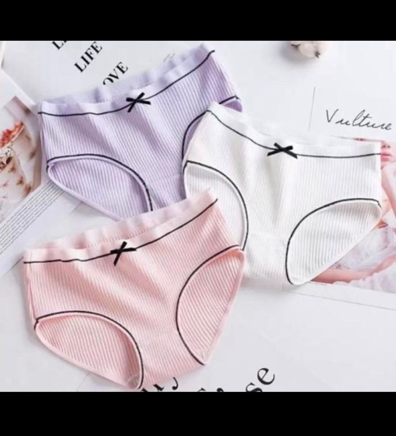 Tippsy Women's Cotton Bow Breathable Thread Cotton Hipster Panties (Pack of 3)