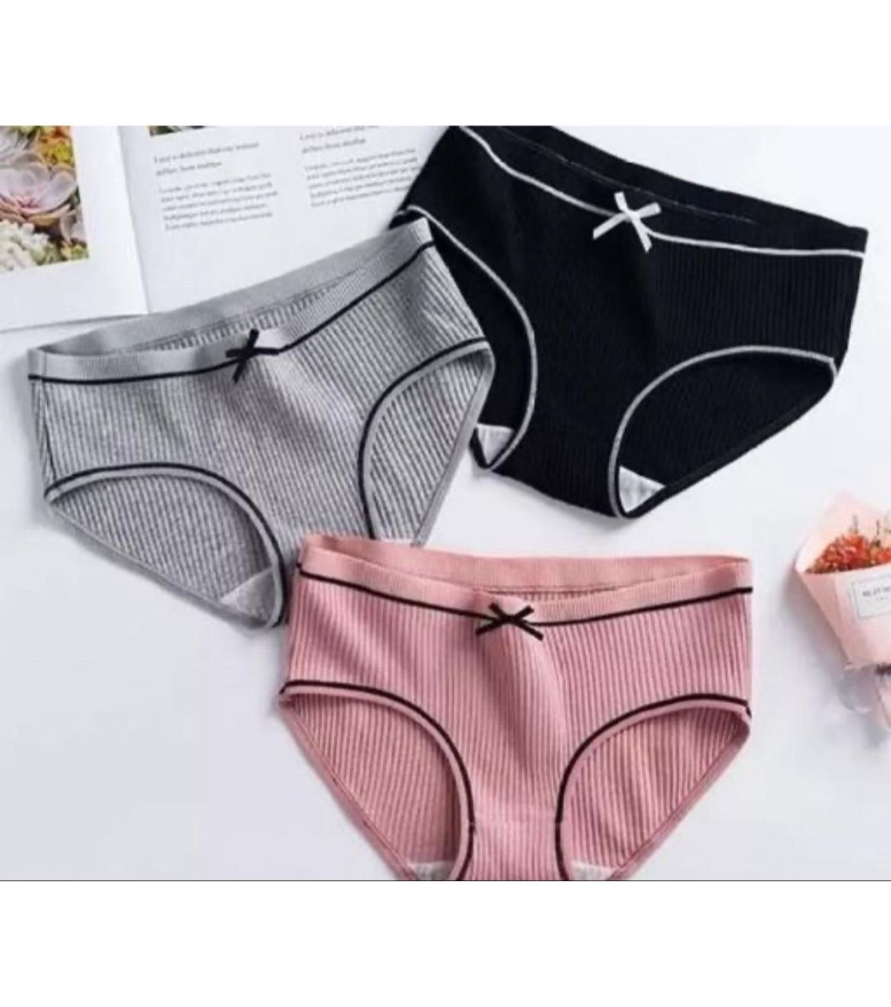 Tippsy Women's Cotton Bow Breathable Thread Cotton Hipster Panties (Pack of 3)