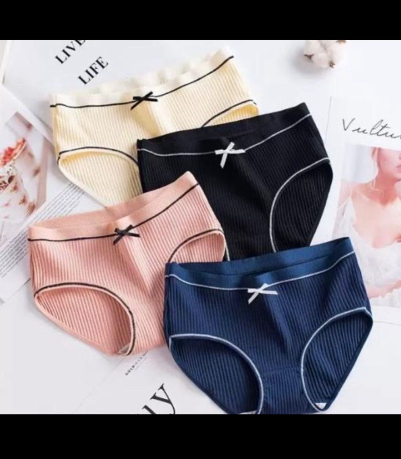 Tippsy Women's Cotton Bow Breathable Thread Cotton Hipster Panties (Pack of 3)