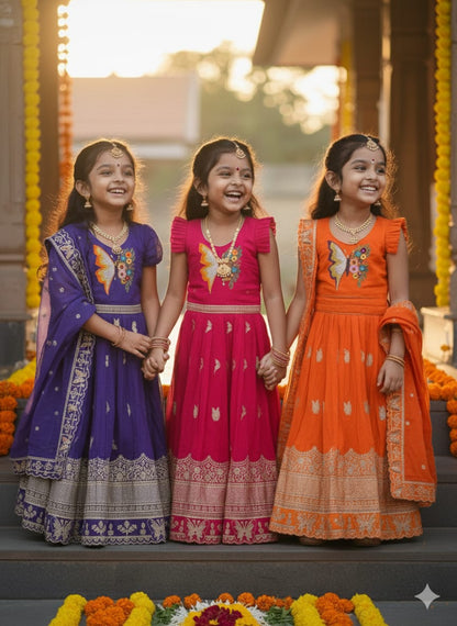 Butterfly Buff Lehengha-Choli & Dupatta | Sky nora