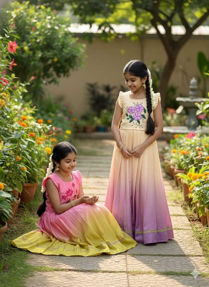 Floral Blossom Girls Lehenga Set