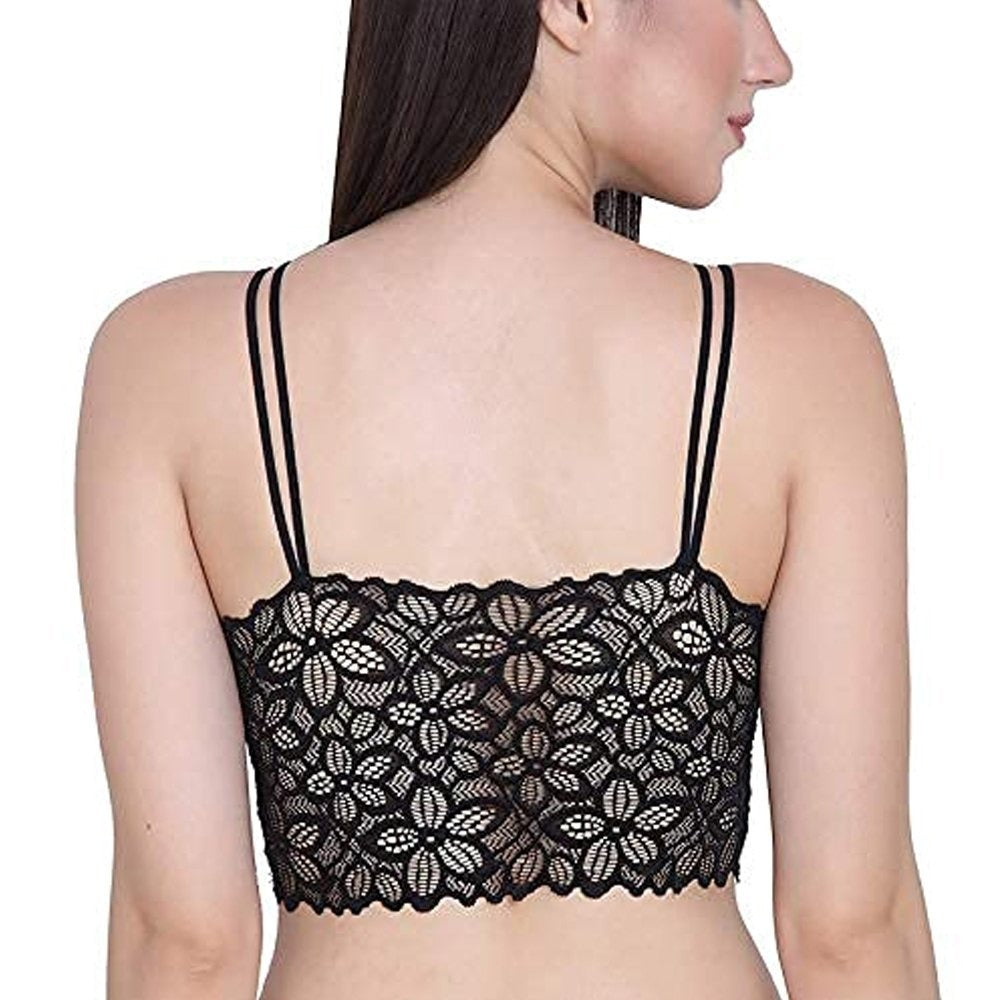 Padded Ladies Black Net Bralette Bra