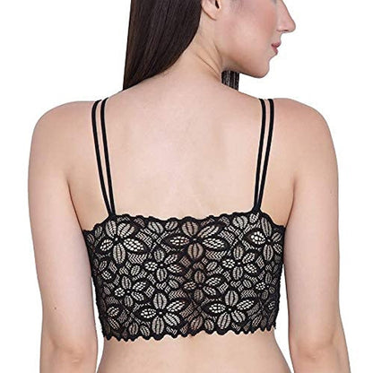 Padded Ladies Black Net Bralette Bra