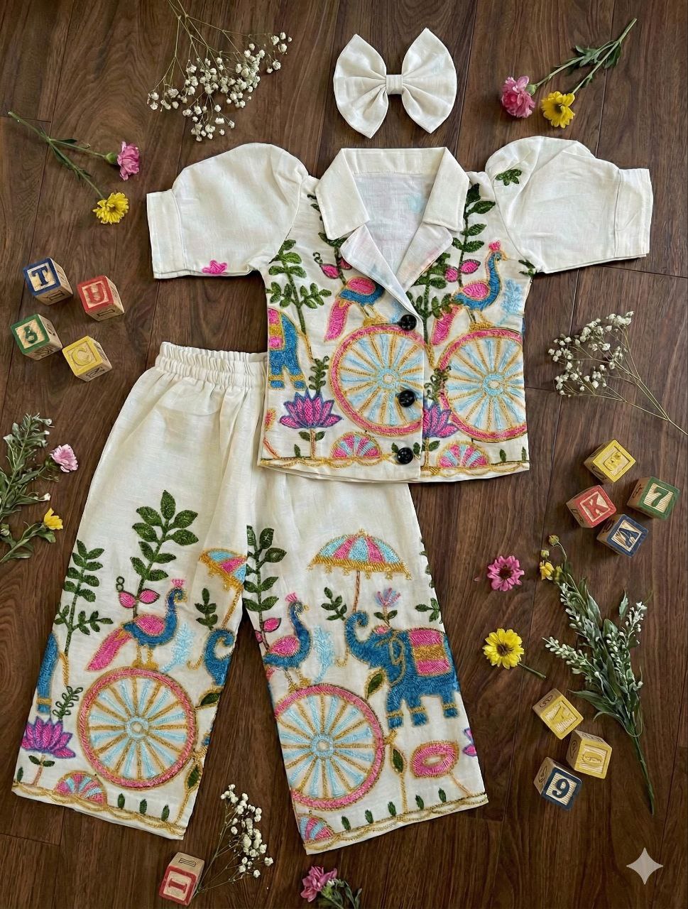 Cute Designer Traditional Wear Set with Bow Headband