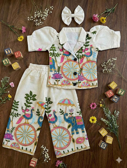 Cute Designer Traditional Wear Set with Bow Headband