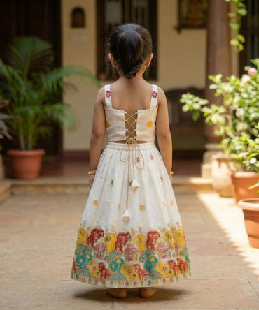 Royal Heritage Embroidered Lehenga Set for Girls